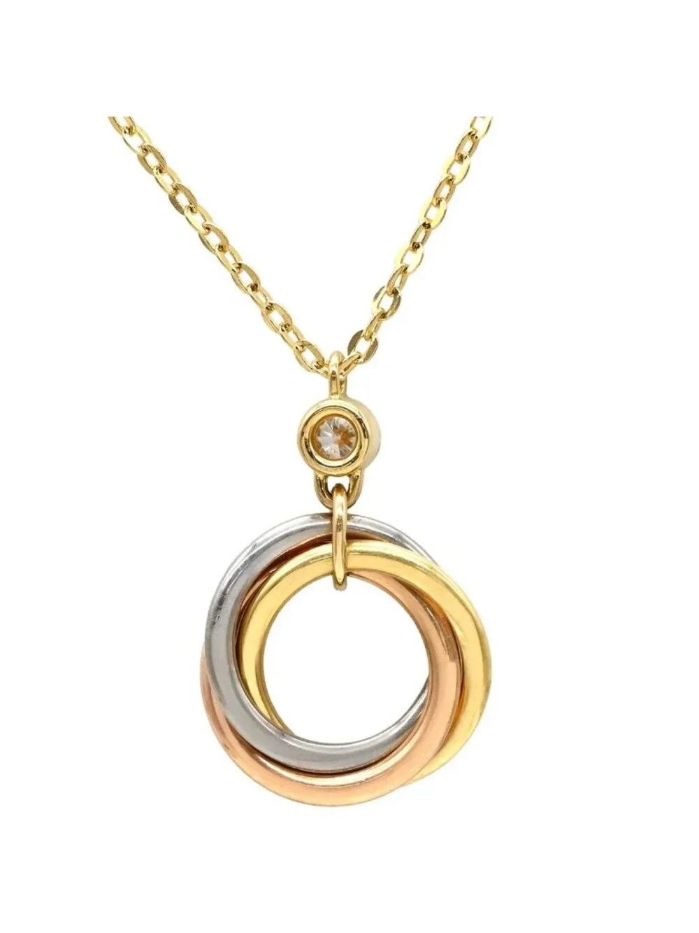 Cartier Necklace Baby Trinity Diamond Yellow Gold White Pink 18k
